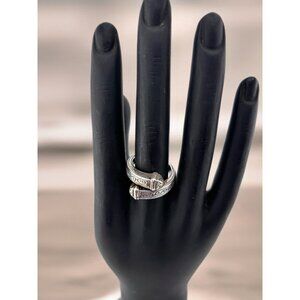 Brighton VTG Signed Retired 925 Sterling Silver Gold Tip Size 8 Wrap Ring